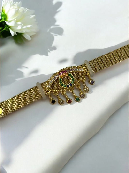 GOLDEN DIAMOND EVIL EYE UMA BELT BRACELET