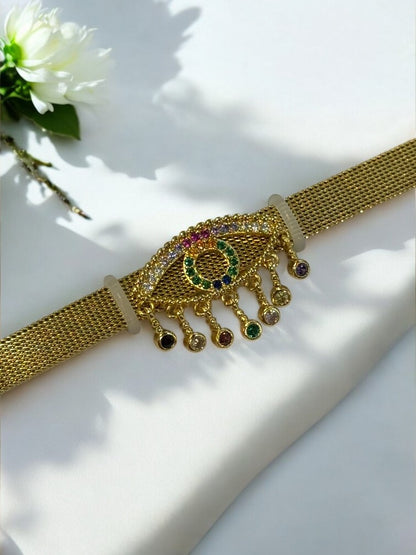 GOLDEN DIAMOND EVIL EYE UMA BELT BRACELET
