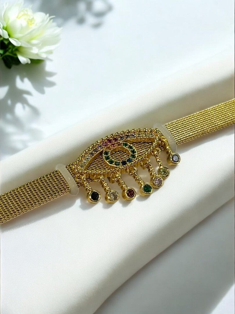 GOLDEN DIAMOND EVIL EYE UMA BELT BRACELET