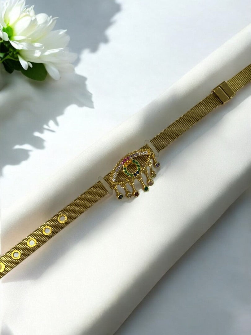 GOLDEN DIAMOND EVIL EYE UMA BELT BRACELET