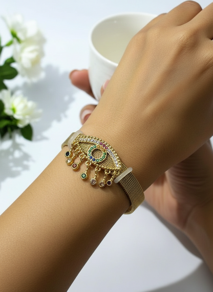 GOLDEN DIAMOND EVIL EYE UMA BELT BRACELET