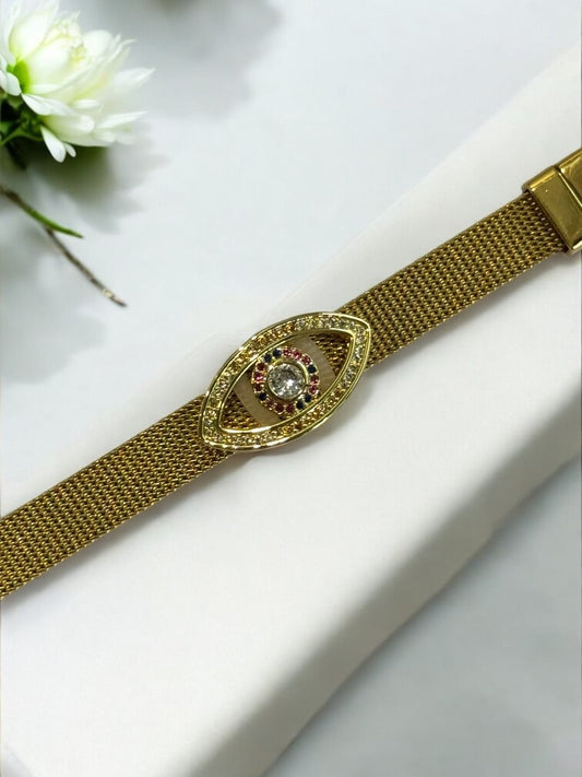 GOLDEN DIAMOND EVIL EYE UPASANA BELT BRACELET