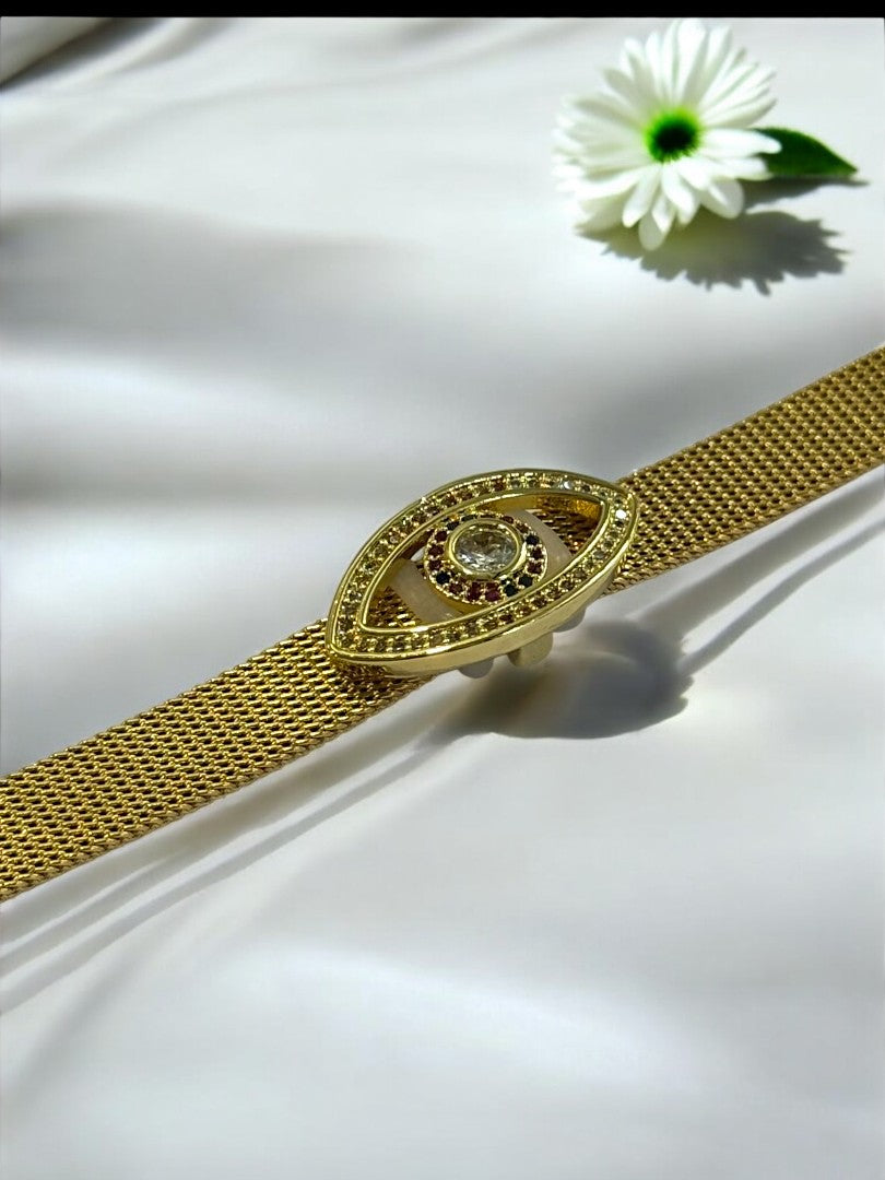 GOLDEN DIAMOND EVIL EYE UPASANA BELT BRACELET