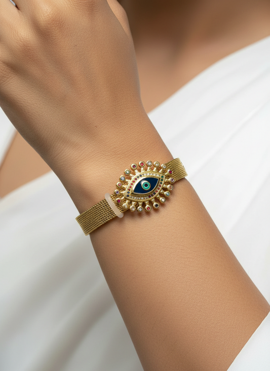 GOLDEN DIAMOND EVIL EYE KURMILA BELT BRACELET
