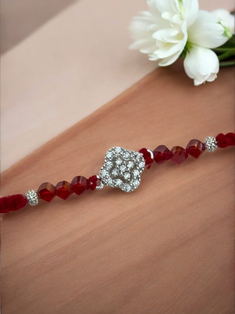 DIAMOND FLOWER TARUNIKA PURE SILVER RAKHI