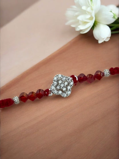 DIAMOND FLOWER TARUNIKA PURE SILVER RAKHI