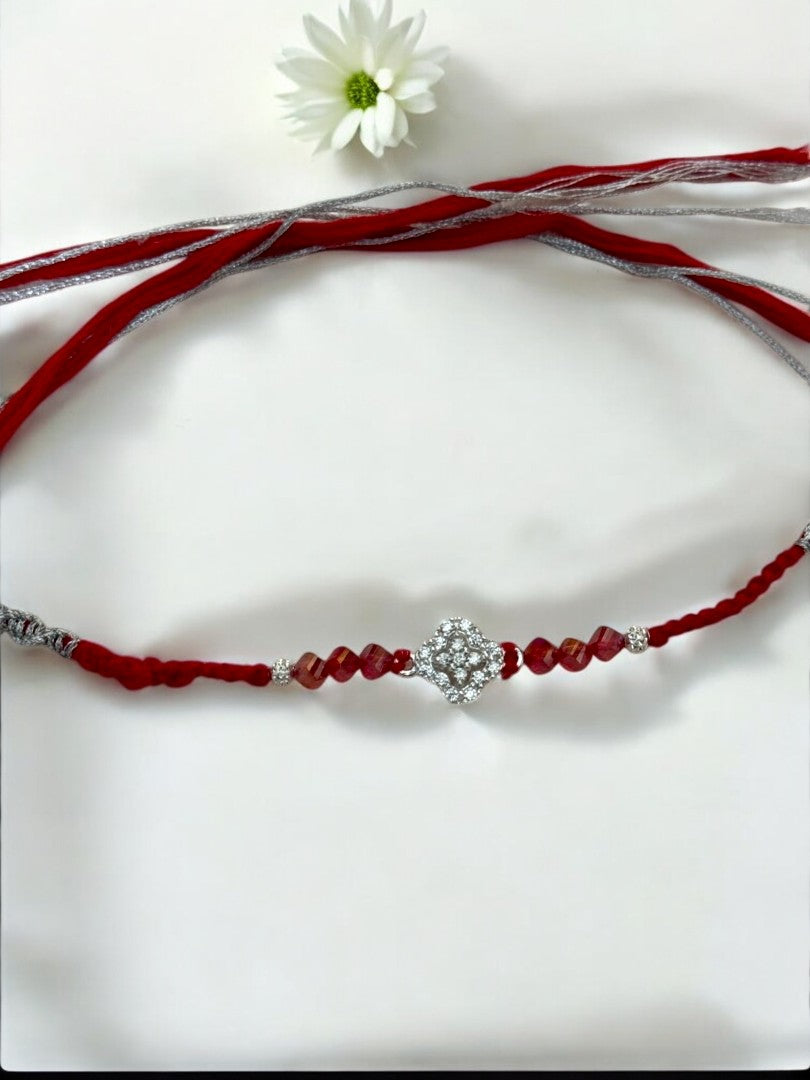 DIAMOND FLOWER TARUNIKA PURE SILVER RAKHI