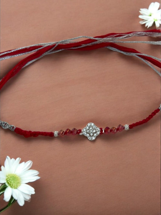 DIAMOND FLOWER TARUNIKA PURE SILVER RAKHI