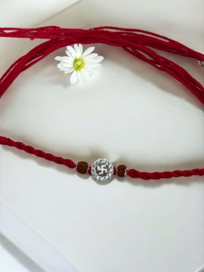 SWASTIK SUNITA PURE SILVER RAKHI
