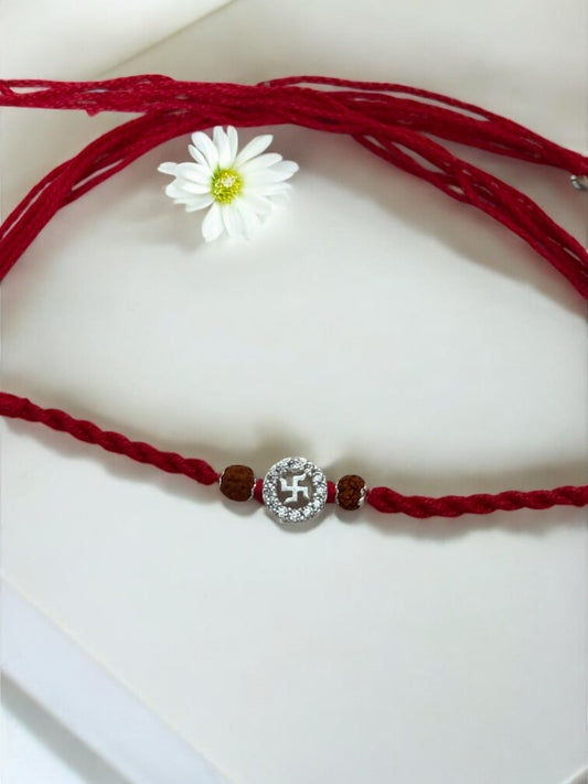 SWASTIK SUNITA PURE SILVER RAKHI