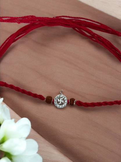 SWASTIK SUNITA PURE SILVER RAKHI