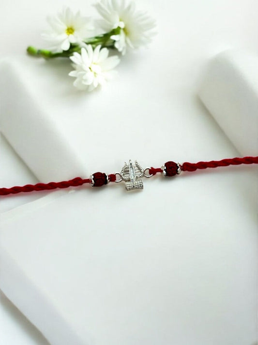TRISHUL DAMRU TWISHA PURE SILVER RAKHI