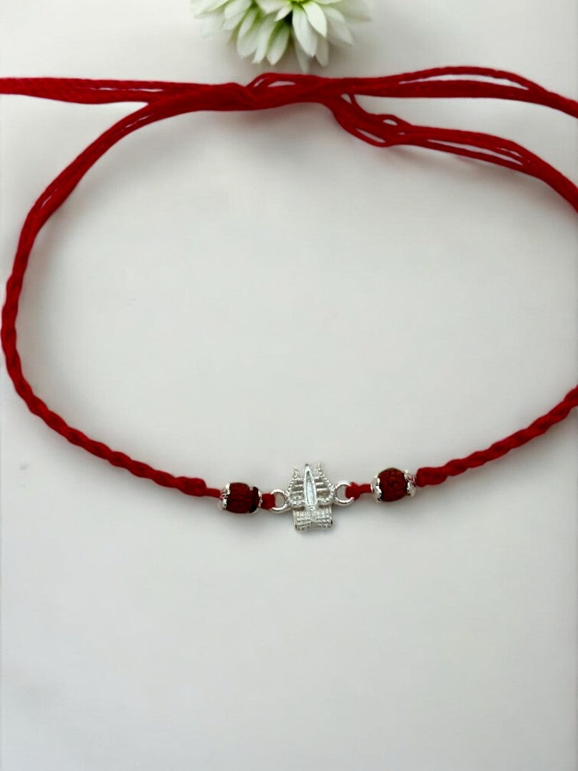 TRISHUL DAMRU TWISHA PURE SILVER RAKHI