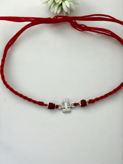 TRISHUL DAMRU TWISHA PURE SILVER RAKHI