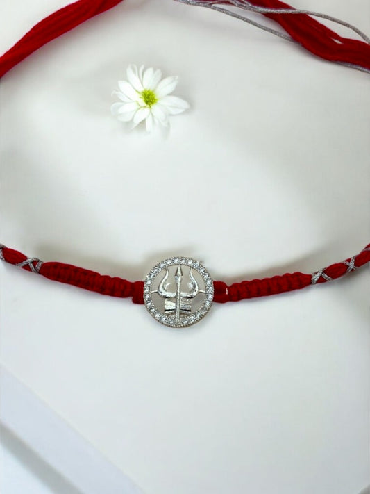 TRISHUL DAMRU TRIPTI PURE SILVER RAKHI