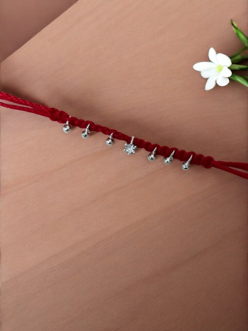 SINGLE DIAMOND SHRISHTI PURE SILVER RAKHI