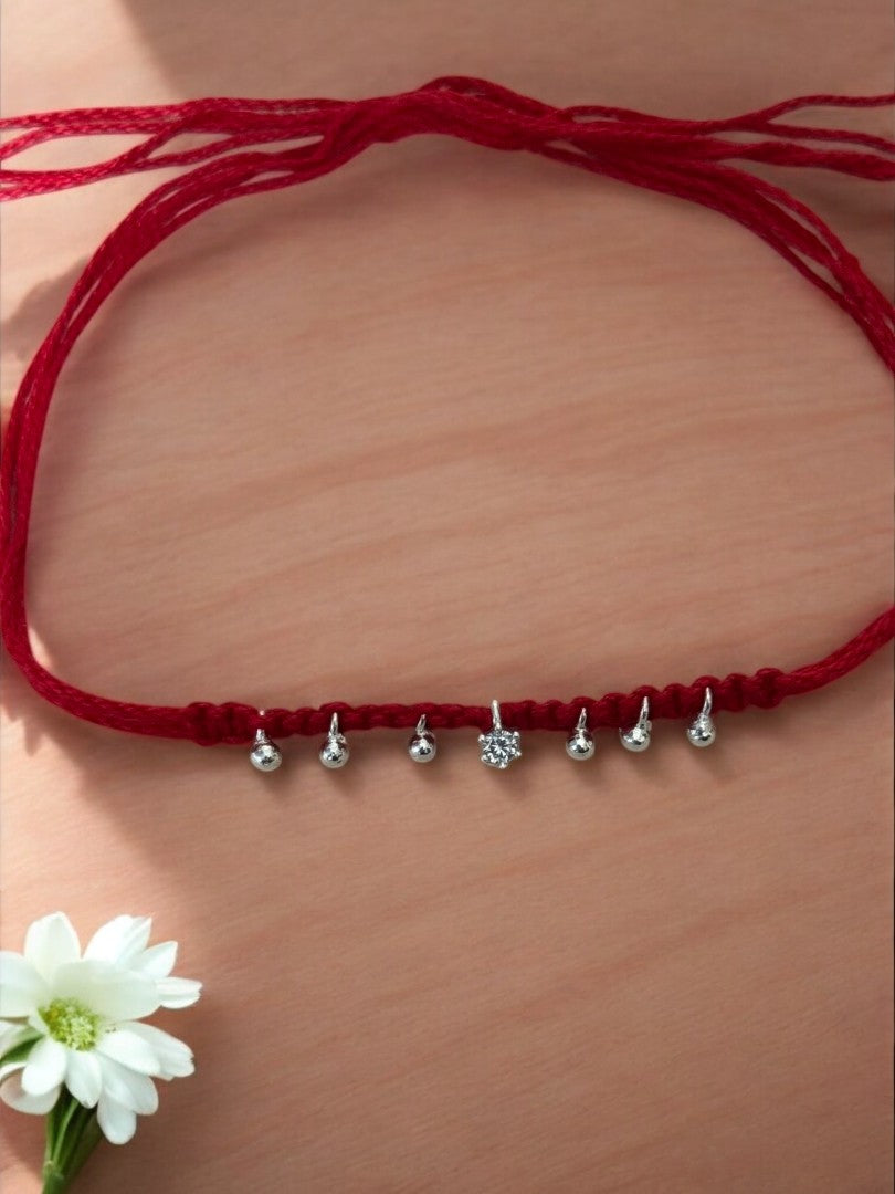 SINGLE DIAMOND SHRISHTI PURE SILVER RAKHI