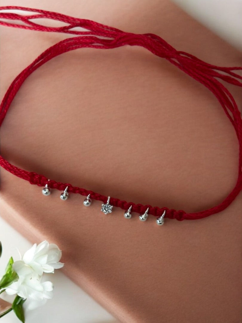 SINGLE DIAMOND SHRISHTI PURE SILVER RAKHI