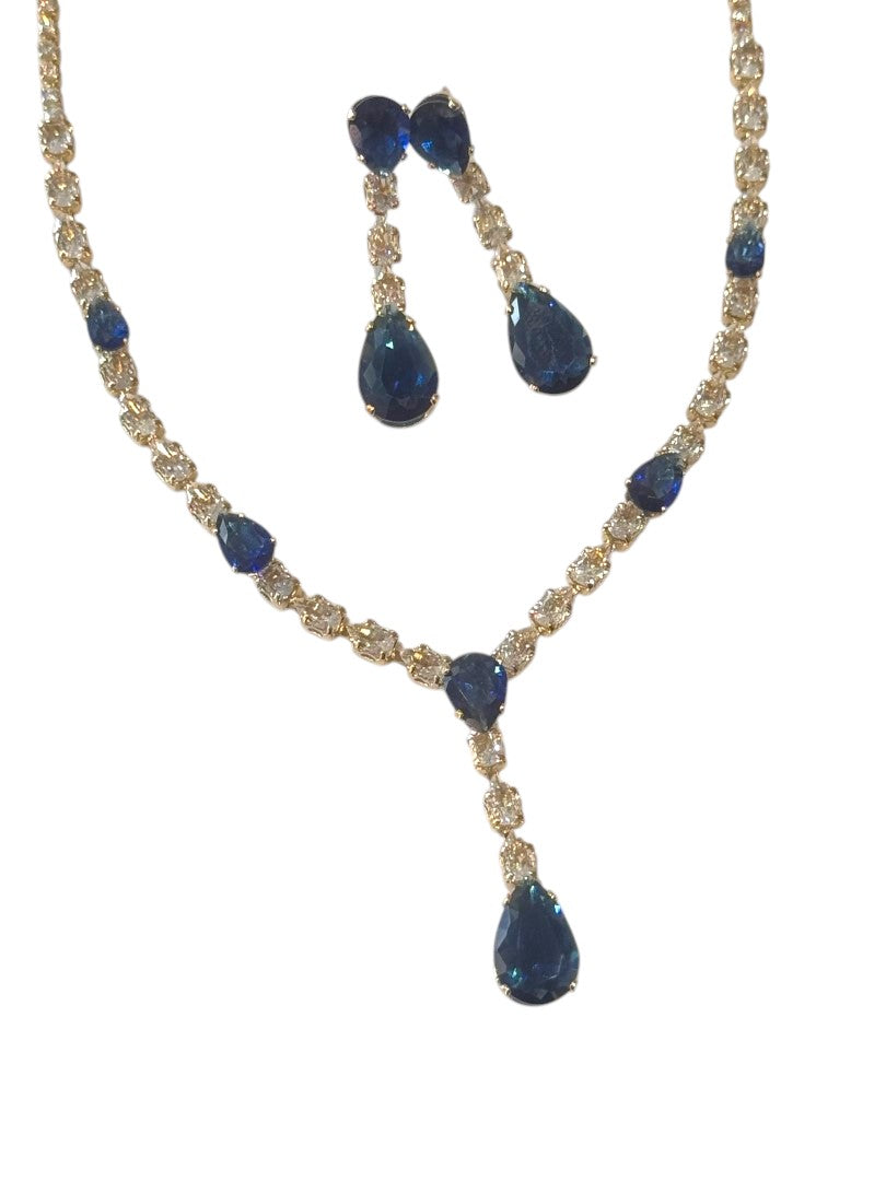 BLUE DROP DIAMOND MARGARET NECKLACE SET