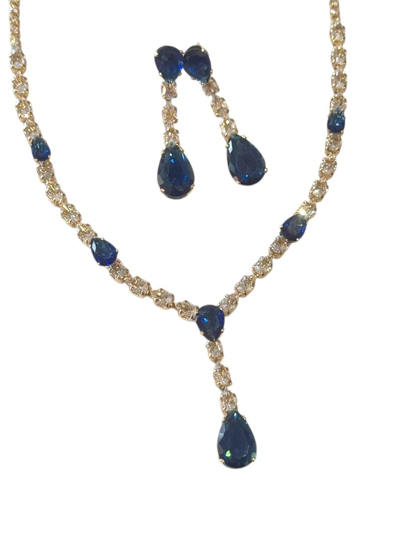 BLUE DROP DIAMOND MARGARET NECKLACE SET