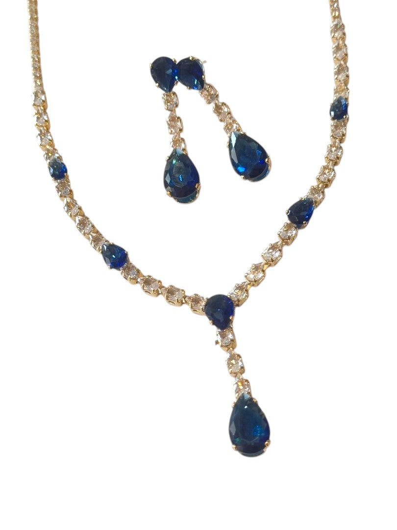 BLUE DROP DIAMOND MARGARET NECKLACE SET