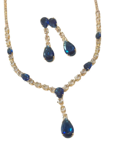 BLUE DROP DIAMOND MARGARET NECKLACE SET
