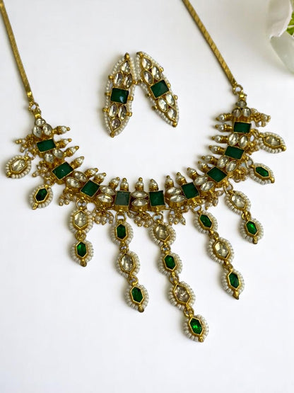 GREEN RUCHIKA KUNDAN JEWELLERY SET