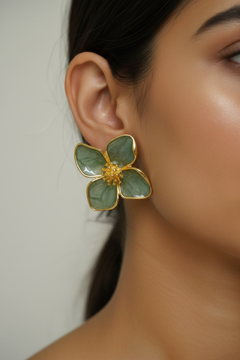 SEA GREEN  RESIN ASON EARRINGS