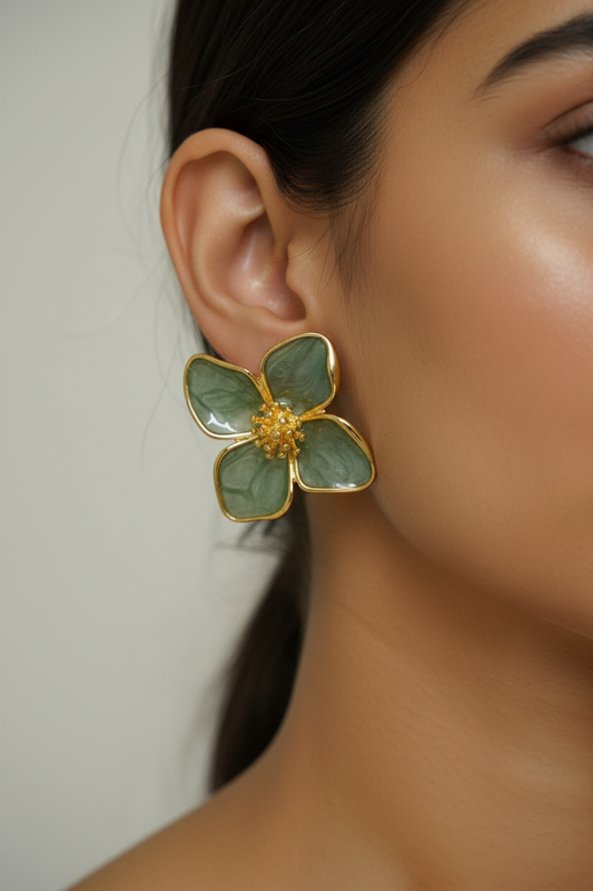SEA GREEN  RESIN ASON EARRINGS