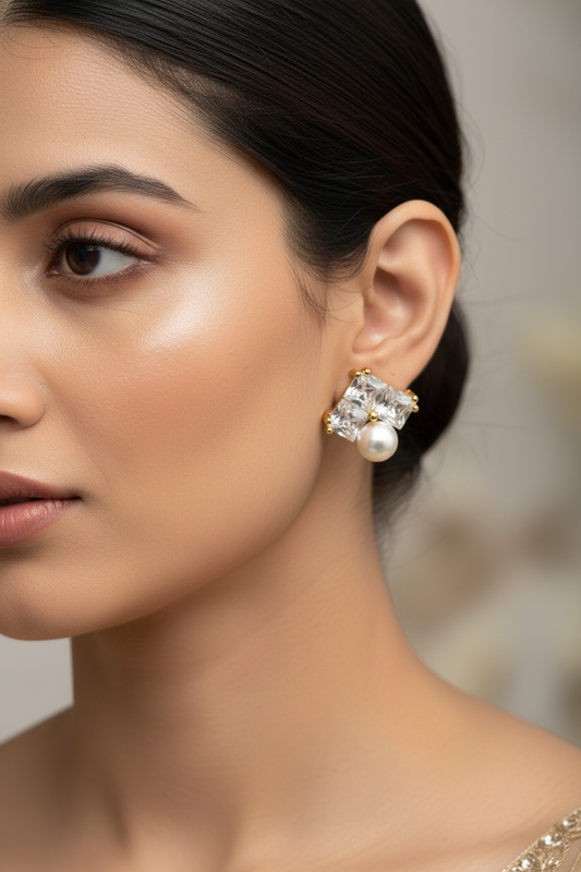 DIAMOND PEARL ENJAMIN EARRINGS