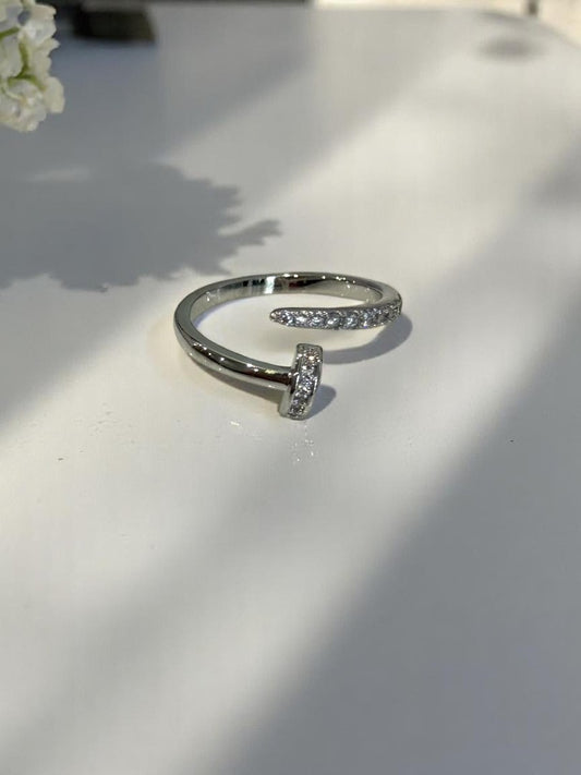 SILVER DIAMOND NAIL DHRUVINA RING