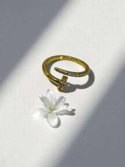 GOLDEN DIAMOND NAIL DHRUVINA RING