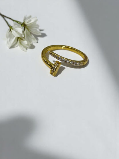 GOLDEN DIAMOND NAIL DHRUVINA RING