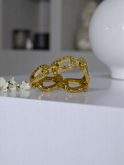 GOLDEN DIAMOND HORSESHOE CHOLAS RING