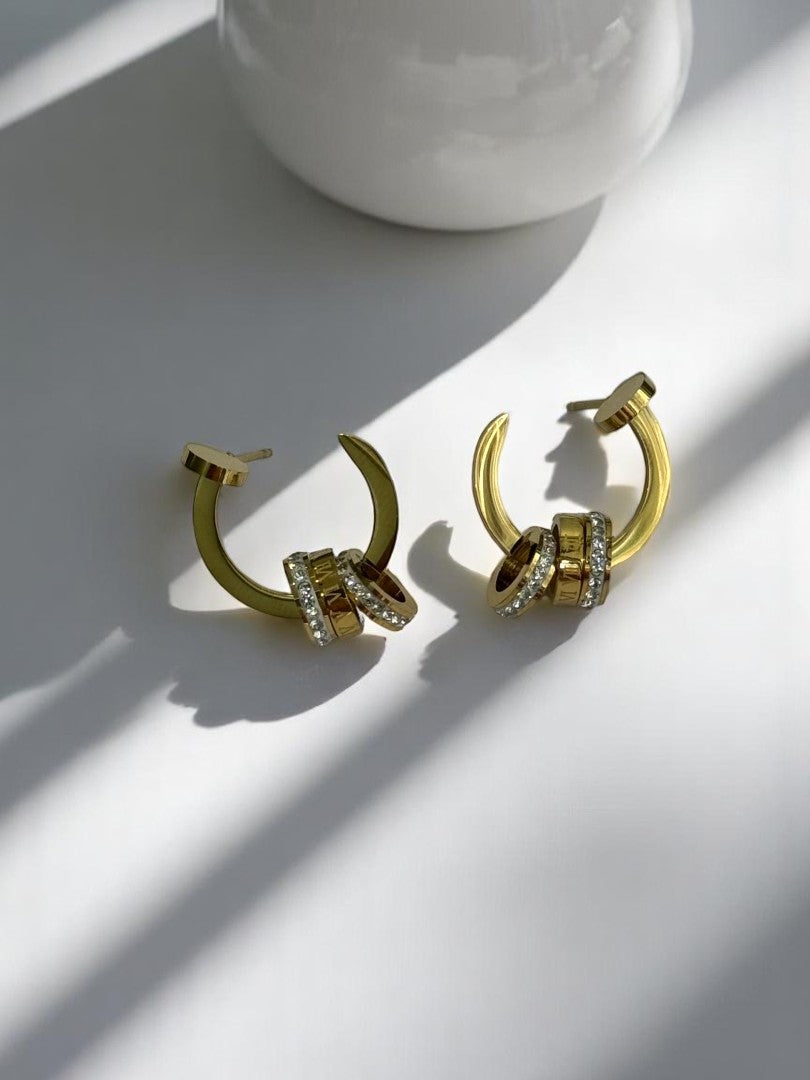GOLDEN NAIL ROMAN NUMERAL XANDER EARRINGS