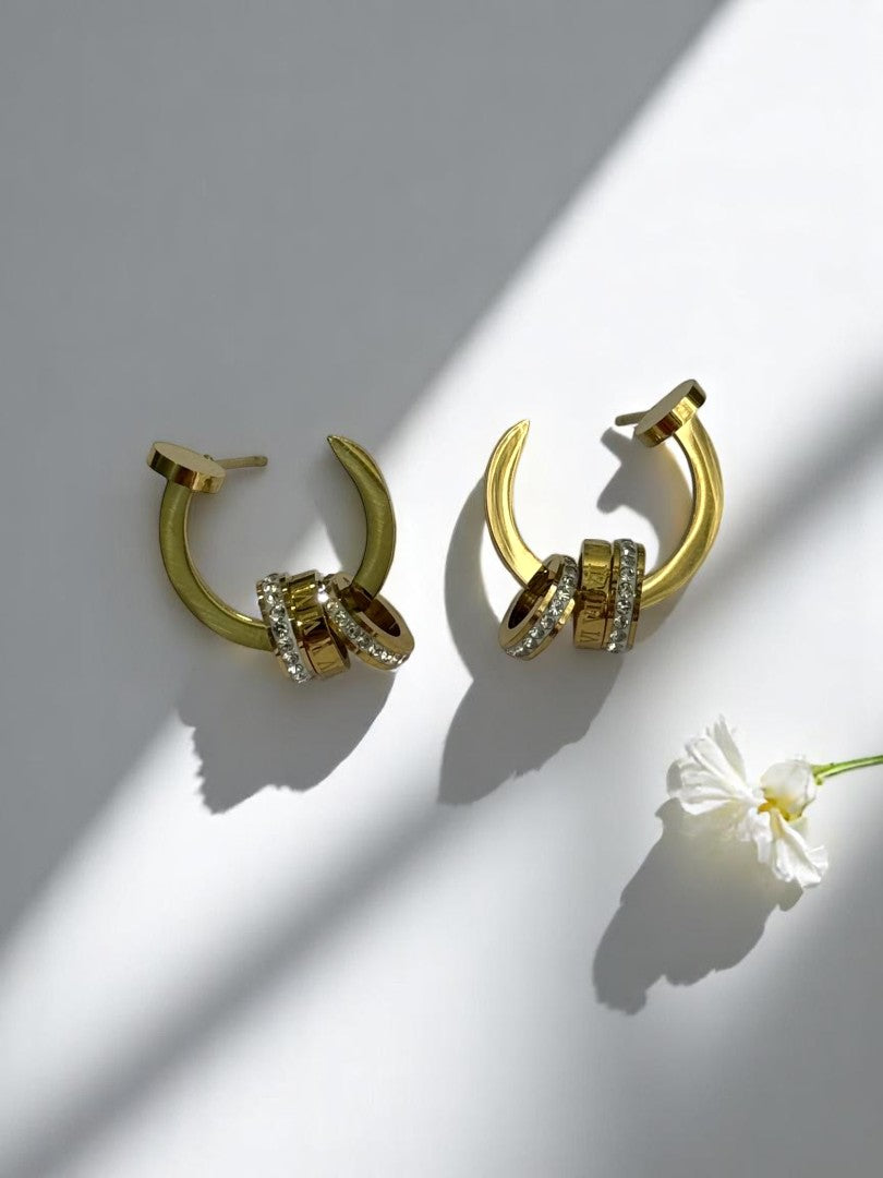 GOLDEN NAIL ROMAN NUMERAL XANDER EARRINGS
