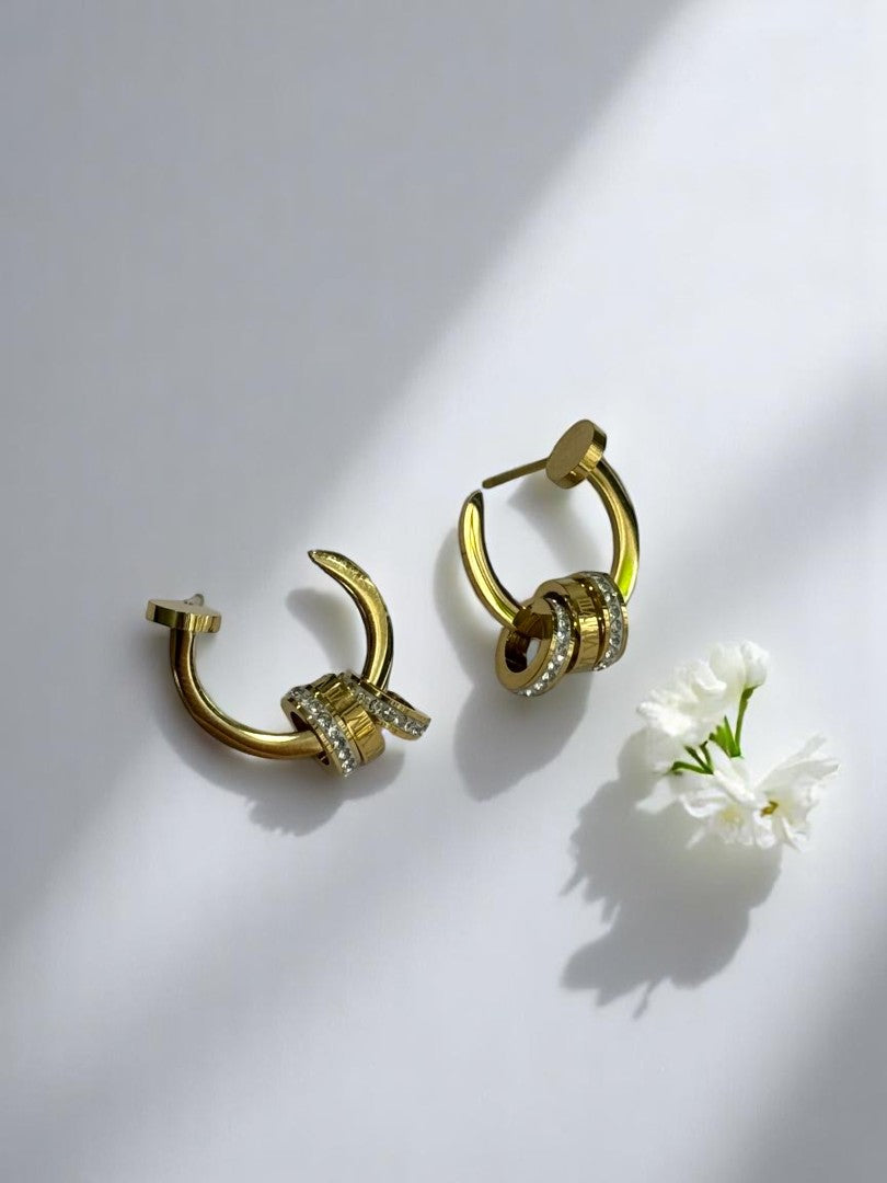GOLDEN NAIL ROMAN NUMERAL XANDER EARRINGS