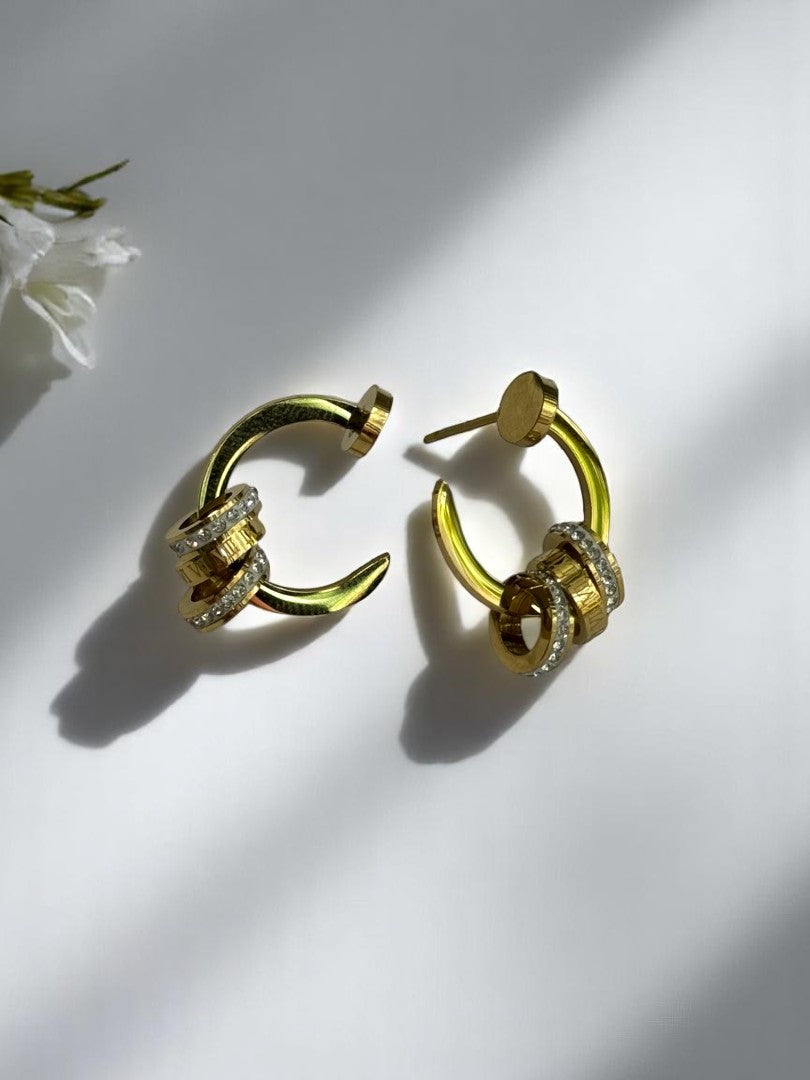 GOLDEN NAIL ROMAN NUMERAL XANDER EARRINGS