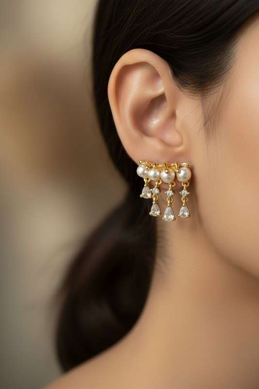 GOLDEN PEARL DIAMOND JOEL EARRINGS