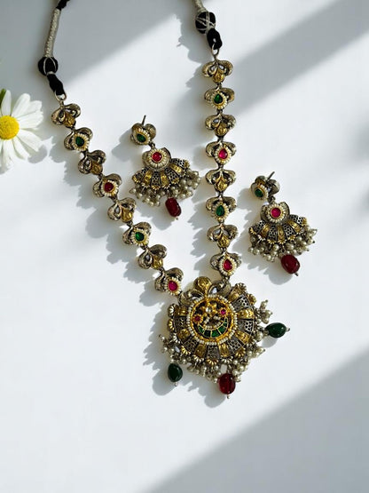 RUBY RAMYAA GERMAN SILVER JEWELLERY SET