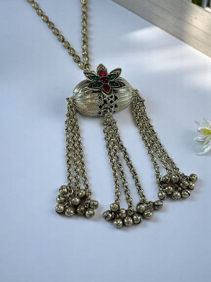 MULTI FLOWER HIMAANI GERMAN SILVER JEWELLERY SET