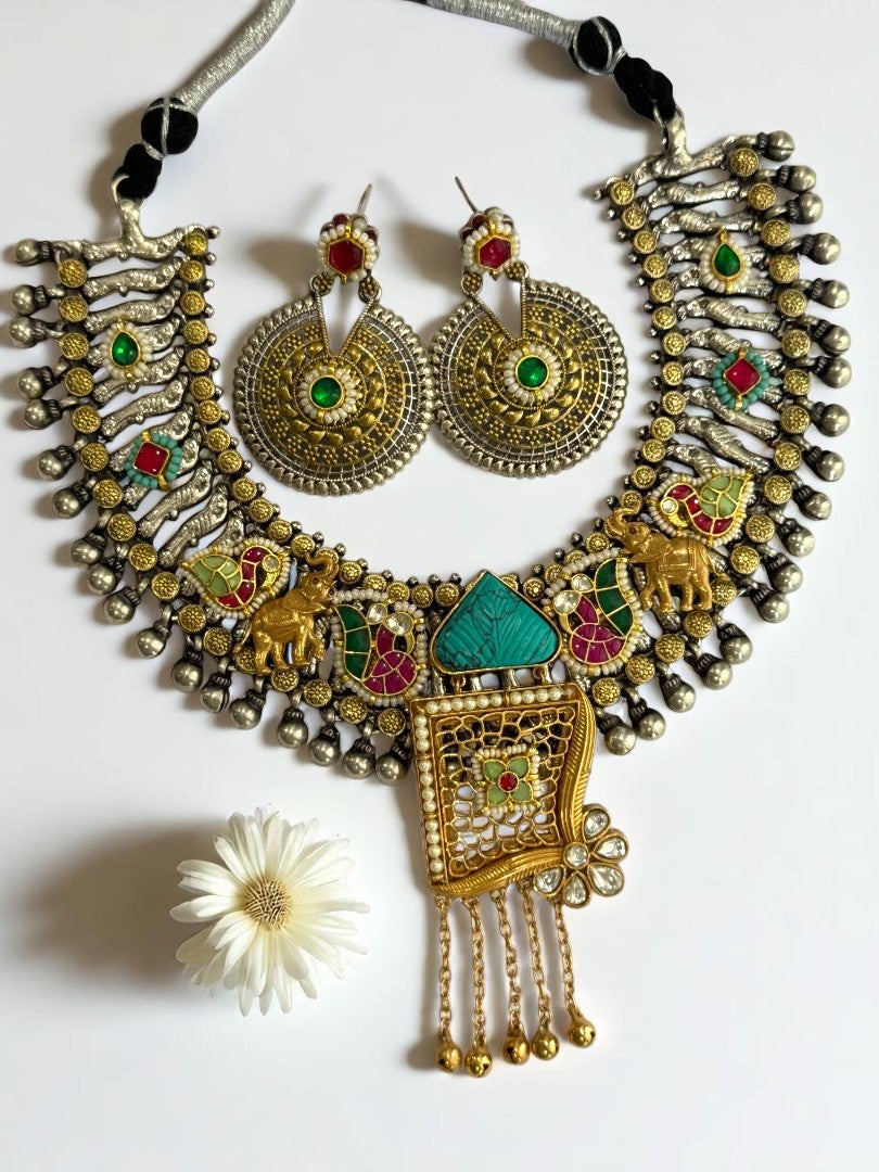 MULTI NITYA GERMAN SILVER JEWELLERY SET