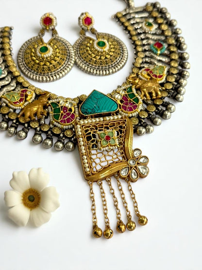 MULTI NITYA GERMAN SILVER JEWELLERY SET