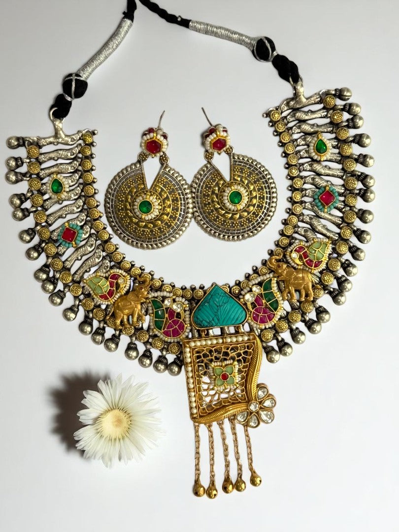 MULTI NITYA GERMAN SILVER JEWELLERY SET