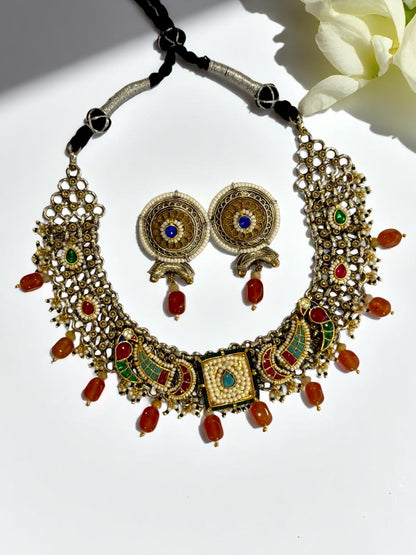 MULTI MRINIL GERMAN SILVER JEWELLERY SET