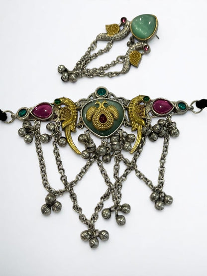 SEA GREEN SHANI GERMAN SILVER JEWELLERY SET