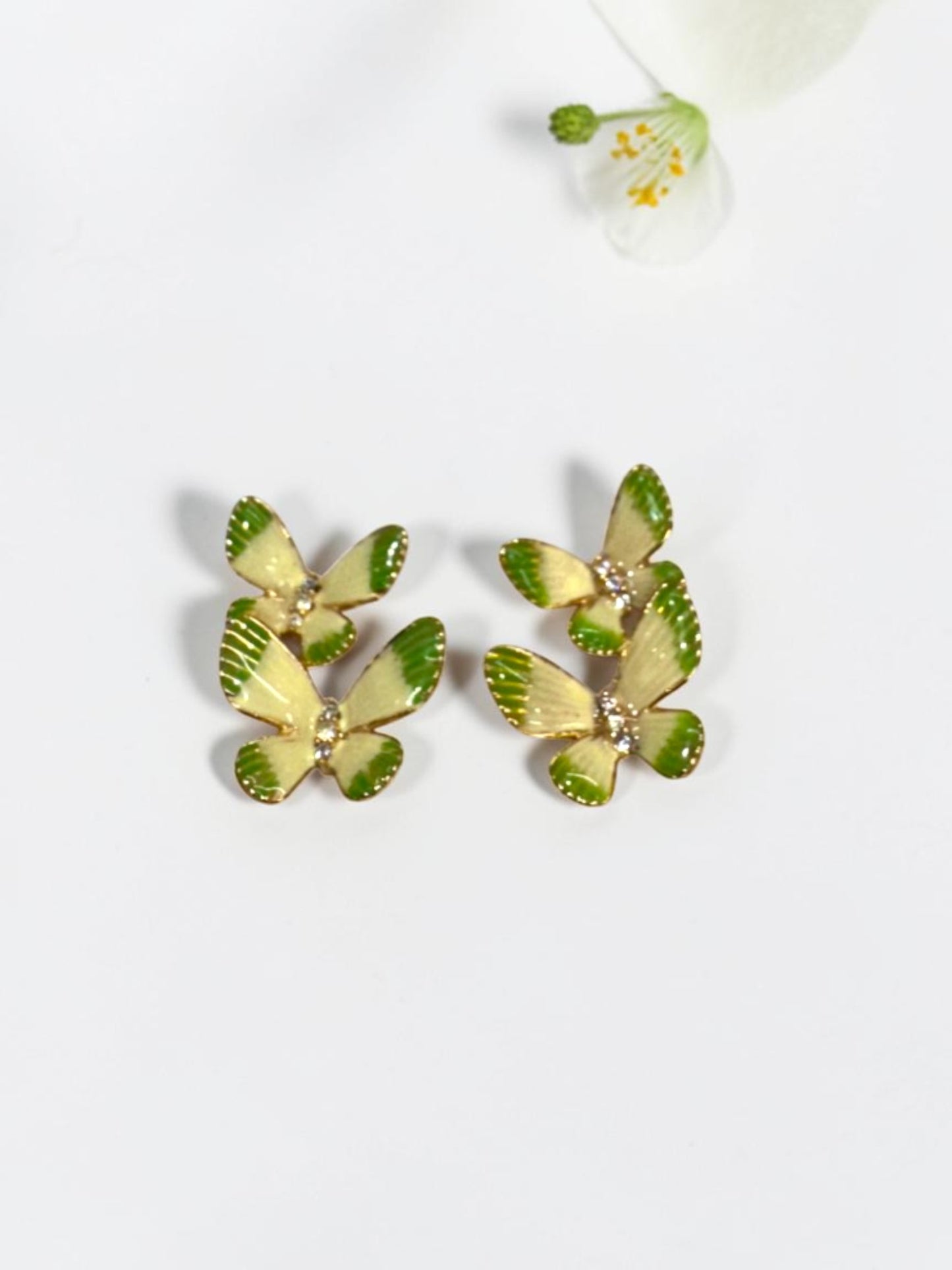 LIGHT GREEN BUTTERFLY DARNELL EARRINGS