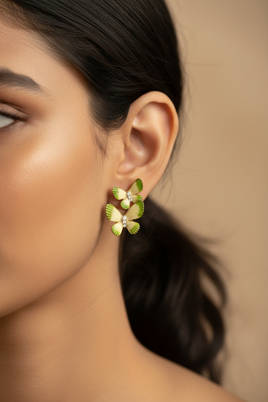 LIGHT GREEN BUTTERFLY DARNELL EARRINGS