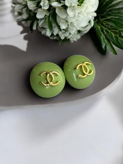 LIGHT GREEN CHANEL BRAND STUD