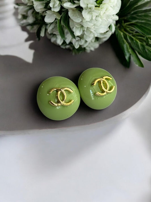 LIGHT GREEN CHANEL BRAND STUD
